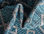 Unique Loom Outdoor Trellis Collection Area Rug - Tribal Trellis (4' 1" Round, Teal/ Ivory)