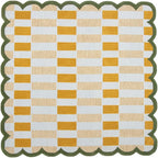 Hand-Tufted Wool Rug with Scalloped Edges, Light Blue Plaid Pattern, Cozy Soft Area Rug for Living Room, Bedroom, and Nursery, Handmade Modern Accent Rug, 8x8 Ft (Square)