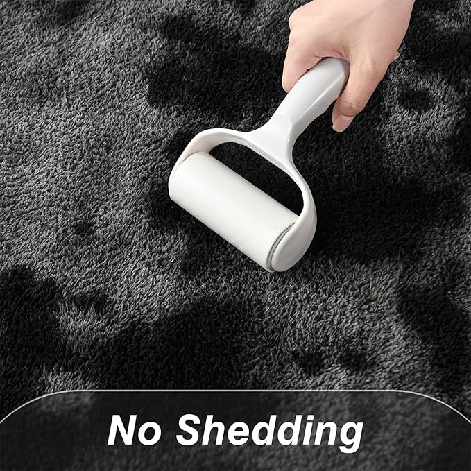 Large Area Rugs for Living Room Bedroom, 7 x 10 Ft Non-Slip Tie-Dyed Modern Area Rug, Soft Thickened Memory Foam Rug, Comfy Indoor Carpet for Boys Girls Room Nursery Dorm Home Decor, Dark Grey