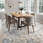 6x9 Area Rug Living Room Rugs - Washable Neutral Modern Abstract Soft Thin Large Rug Indoor Floor No Slip Rug Carpet for Bedroom Under Dining Table Home Office Decor - Blue Grey