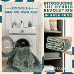 Istana 5x7 Area Rug - Dark Green Rugs for Living Room 5x7 - Foldable Rugs for Bedroom - Stain Resistant Washable Rug - Eco-Friendly Boho Area Rugs - Easy to Clean Living Room Rug