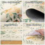 Area Rug Living Room Rugs: Floral 5x7 Washable Rug Vintage Soft Boho Non-Slip Carpet Indoor Stain Resistant Large Carpets for Bedroom Dining Room Farmhouse Nursery Hallway Home Office Beige/Multi