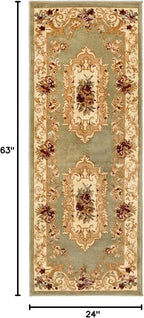 Rugs.com Chateau Collection Rug – 2' x 5' 3 Runner Green Medium Rug Perfect for Hallways, Entryways