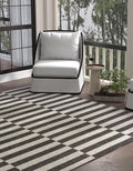 Unique Loom Outdoor Striped Collection Area Rug - Striped (10' 8" Square, Charcoal/Ivory)