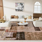 LOCHAS Rug for Living Room 6x9, Washable Soft Area Rugs for Bedroom, Abstract Carpet for Office Kids Dining Room Nursery Floor, Brown Pink Geometric Vintage Home Decor, Non Slip, Pet Child Friendly