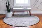Unique Loom Davos Shag Collection Area Rug - Solid (6' 1" Round, Sterling)
