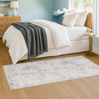 Light Blue 2x6 Non Slip Kitchen Rug Runner - Blue Gray Washable Rug for Bathroom, Hallway, Non Slip with Rubber Backing, Boho Modern Abstract Runner Home Décor