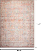 GLN Rugs Traditional Collection - Machine Washable Area Rug, Traditional Washable, Non Slip, Low Pile Chenille Rug, Living Room, Bedroom, Kitchen Rug (4' x 6' Terra/Multicolor 1153)
