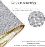 RoomTalks Mid Century Modern Washable Rug, Green Boho Cute Aesthetic 4x6 Area Rugs for Bedroom Dining Living Room Kitchen, Abstract Tropical Leaves Non Slip Thin Indoor Entryway Rug Throw Carpet