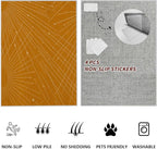 Modern Washable Area Rug 5x6, Boho Minimalist Non-Slip Rugs, Abstract Striped Soft Carpet for Living Room Bedroom Nursery Room Home Decor Office, Pet Friendly, Orange Beige