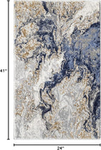 LUXE WEAVERS Marble Collection Blue Area Rug 2x3 Modern Abstract Swirl Design Non-Shedding Carpet