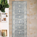 jinchan Runner Rug 2x5 Washable Hallway Rug Distressed Gray Multi Vintage Floral Runner Kitchen Floor Cover Indoor Mat Retro Entryway Living Room Bedroom Office Farmhouse Grey