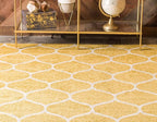 Rugs.com Lattice Frieze Collection Rug – 2' x 8' 8 Runner Yellow Medium Rug Perfect for Living Rooms, Large Dining Rooms, Open Floorplans