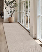 Color&Geometry Door Mat 2'4"x10' Runner Rug with Rubber Backing, Non Slip Washable Hallway Kitchen, Carpet Runners for Hallway Living Room Bedroom, Beige (Rolled-up NO Creases)