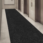 Ottomanson 3'11" x 5' Mud Mat Area Rug Scraper Carpet - Non-Slip, Dirt Trapping for Indoor & Outdoor Use - Ideal for Entryway, Garage, Kitchen, Patio & High-Traffic Areas, Black