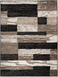 SUPERIOR Indoor Area Rug, Jute Backed, Modern Geometric Patchwork Floor Decor for Bedroom, Office, Living Room, Entryway, Hardwood Floors, Rockwood Collection, 9' x 12', Chocolate