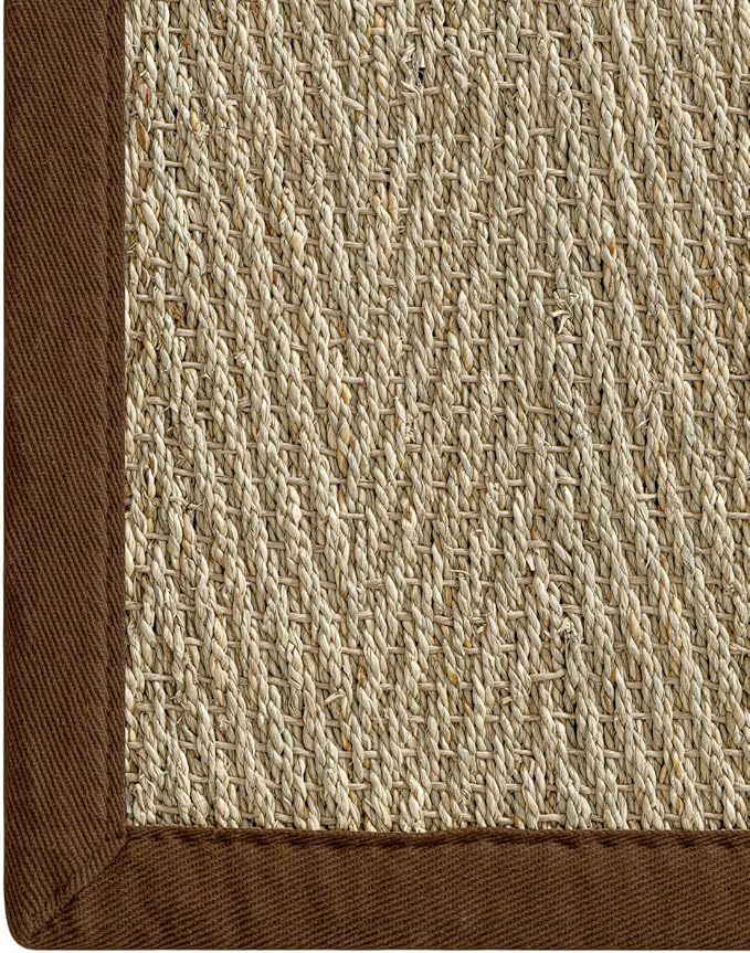 DEXI Area Rug Natural Fiber 8x10, Braided Woven Seagrass Rugs No Shed, Large Soft Neutral Rustic Carpet Mat for Indoor Entryway Outdoor Patio Dining Living Room Bedroom Farmhouse, Natural