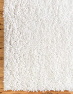 Unique Loom Davos Shag Collection Area Rug - Solid (6' 1" x 9' Rectangle, White/ Ivory)