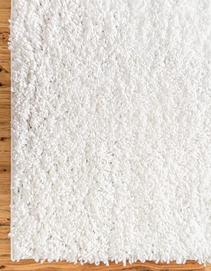 Unique Loom Davos Shag Collection Area Rug - Solid (5' 3" x 8' Rectangle, White/ Ivory)
