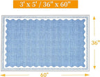 Scalloped Rug 3x5 Rugs Washable Non-Slip Low-Pile for Entryway Solid Blue Rug for Dining Room,Ultra Soft Modern Contemporary Aesthetic Carpet for Bathroom Living Room Dining Table