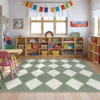Lahome Checkered Washable 5x7 Rugs for Living Room Green Rug for Bedroom, Soft Dining Room Rugs for Under Table, Diamond Trellis Throw Carpet for Entryway Dorm Kids Playroom (5'x7',Green)