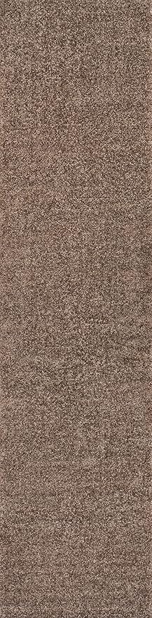 Eyely UES100J-210 Supersoft Haze Solid Low-Pile Indoor Runner Rug Casual;Contemporary;Solid;Traditional, Bedroom, Kitchen, Living Room, Easy-Cleaning, Non-Shedding, 2 X 10, Brown