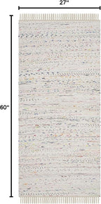 SAFAVIEH Rag Rug Collection Accent Rug - 2'3" x 5', Ivory & Multi, Handmade Boho Stripe Cotton, Ideal for High Traffic Areas in Entryway, Living Room, Bedroom (RAR121G)