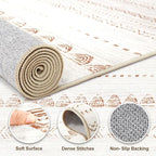 Nakagishi 7x9 Area Rug Living Room: Washable Boho Large Neutral Soft Farmhouse Modern Rugs Stain Resistant Moroccan Non-Slip Indoor Carpet for Bedroom Nursery Kids Playroom Office Dining Room- Brown