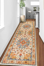 COMSLE Boho Runner Rug, 2' x 8' Washable Rugs for Hallway Faux Wool Small Kitchen Area Rug Distressed Throw Rug Non-Slip Laundry Room Rug Carpet Runner for Entryway Indoor Bedroom