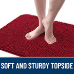 OLANLY Dog Door Mat for Muddy Paws 30x20, Absorbs Moisture and Dirt, Absorbent Non-Slip Washable Doormat, Quick Dry Chenille Mud Mat for Dogs, Entry Indoor Entryway Carpet for Inside Floor, Red
