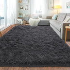 Upgrade Non-Slip Plush Rugs for Living Room, Soft Shaggy Carpets for Living Room, Fuzzy Rugs for Kids' Room, Perfect Decor for Modern Home Charcoal 6x9 Feet