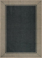 Moynesa Striped Border Easy Jute Outdoor Rug 5x7 Area Rugs for Living Room, Washable Indoor Outdoor Patio Rug Non Slip Low Pile, Black Farmhouse Carpet for Backyard Bedroom Dining Room