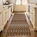 Boho Runner Rug for Kitchen 2x6 ft Washable Braided Rug,Non Slip Rubber Backed Faux Jute Rug,Cotton Entryway Runner Rugs Floor Carpet for Indoor Backdoor Bedroom,Brown/White