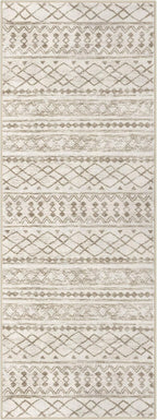 KUTA Moroccan Washable Runner Rug 2.6x8, Non-Slip Vintage Beige Boho Hallway Runners Kitchen Rugs Ultra Soft Print Distressed Geometric Floor Carpet for Bedroom Laundry Living Room