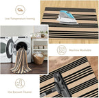 Black and Khaki Striped Rug 5'x7', Washable Outdoor Rugs Cotton Hand Woven Front Porch Rugs, Reversible Patio Rug Foldable Large Throw Rugs for Living Room Home Entrance