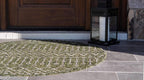 Unique Loom Outdoor Trellis Collection Area Rug - Tribal Trellis (4' 1" Round, Green/ Natural)