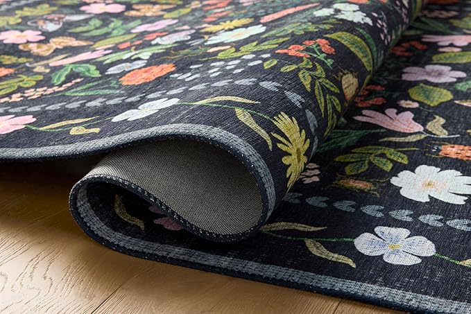 Loloi Rifle Paper Co. Canopy Collection CNP-04 Black 3'-9" x 5'-9" Accent Rug