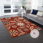 Maples Rugs Reggie Floral Area Rug - Made in USA - Low Pile, Non Slip, Pet-Friendly Mat for Living Room, Bedroom, and Office, 7' x 10', Merlot