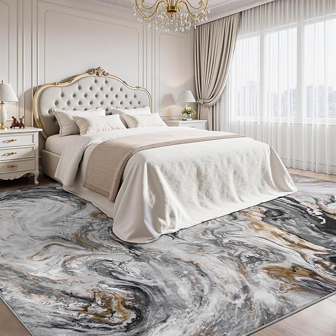 8x10 Area Rugs for Living Room, Modern Abstract Rug for Bedroom, Contemporary Machine Washable Rug, Large Stain Resistant Carpet for Dining Room Playroom Home Office, Pet & Kids Friendly