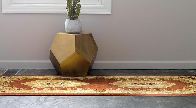 Unique Loom Versailles Collection Traditional Classic Floral Motif Area Rug (2' 7 x 10' 0 Runner, Terracotta/ Ivory)