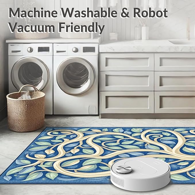 Flatwoven High Traffic Area Rug 5x7, Modern Abstract Color Block Area with Artistic Flair, Non Slip, Stain Resistant, Washable Area Rugs for Living Room, Bedroom (Blue, 5x7)