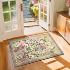 Door Mat Entrance 2x3 Rug - Floral Rugs Washable Small Area Rug Non-Slip Low Pile Carpet Throw Rugs for Indoor Entryway, Bedroom, Kitchen, Front Door, Entry, Kids Room - Brown