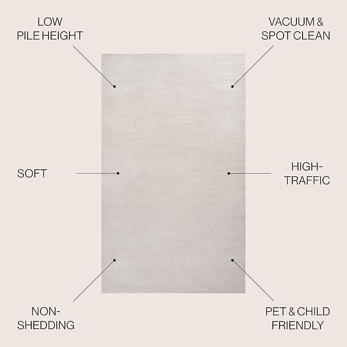 JONATHAN Y Haze Solid Low-Pile Ivory 6x6 Square Indoor Area Rug, Coastal,Bohemian,Minimalist,Classic, Easy-Cleaning for Living Room,Bedroom,Kitchen,Pet Friendly,Non-Shedding (SEU100D-6SQ)