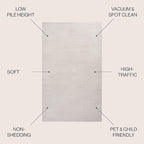 JONATHAN Y Haze Solid Low-Pile Ivory Indoor Area Rug 5x8, Coastal,Bohemian,Minimalist,Classic, Easy-Cleaning for Living Room,Bedroom,Kitchen,Pet Friendly,Non-Shedding (SEU100D-5)