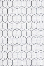 Rugs.com Lattice Trellis Collection Rug – 6' x 9' White Low-Pile Rug Perfect for Living Rooms, Large Dining Rooms, Open Floorplans