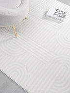 Annabel Modern Geometric Area Rug for Living Room, 4x6 Contemporary Arched Linear Cream Neutral Rug, Stain Resistant Non-Shedding Carpet for Bedroom, Dining Room or Kitchen (4' x 6', Cream)