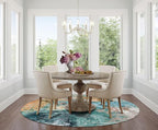 vivorug Round Rug 5ft Abstract Round Area Rug Non-Slip Indoor Carpet for Living Room Bedroom Entryway, Stain Resistant Home Decor Circle Rug, Rosy Clouds