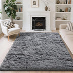 5x7 Area Rugs for Living Room Bedroom, Soft Fluffy Shaggy Bedside Rug, Indoor Floor Carpet for Kids Playroom, Dorms, Nursery Rooms, Home Decor (Grey 5'x7')