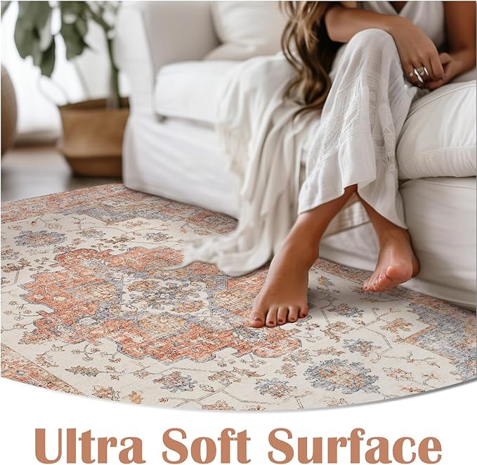 jinchan Runner Rug 3x10 Vintage Hallway Runner Boho Washable Rug Floral Medallion Retro Non Slip Classic Thin Soft Carpet for Kitchen Bedroom Bathroom Laundry Room Doorway Brick Red