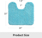 Toilet Rug 22x24 Teal Non Slip Fluffy Toilet Floor Mat U Shaped Washable Bathroom Contour Rug for Toilet Absorbent Thick Toilet Carpet
